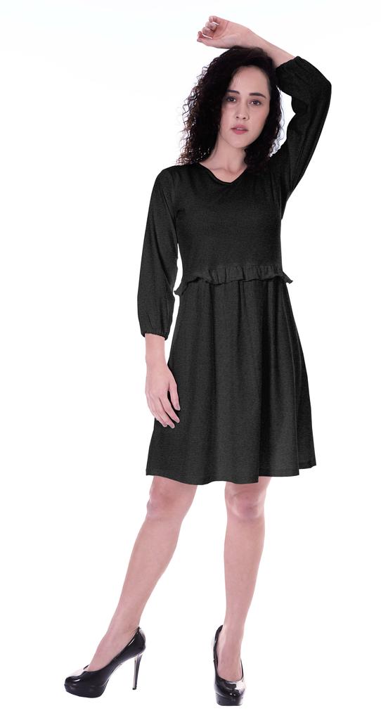 Moomaya Kleid mit langen Ärmeln und geraffter Taille, lässig, fließend, schwingend