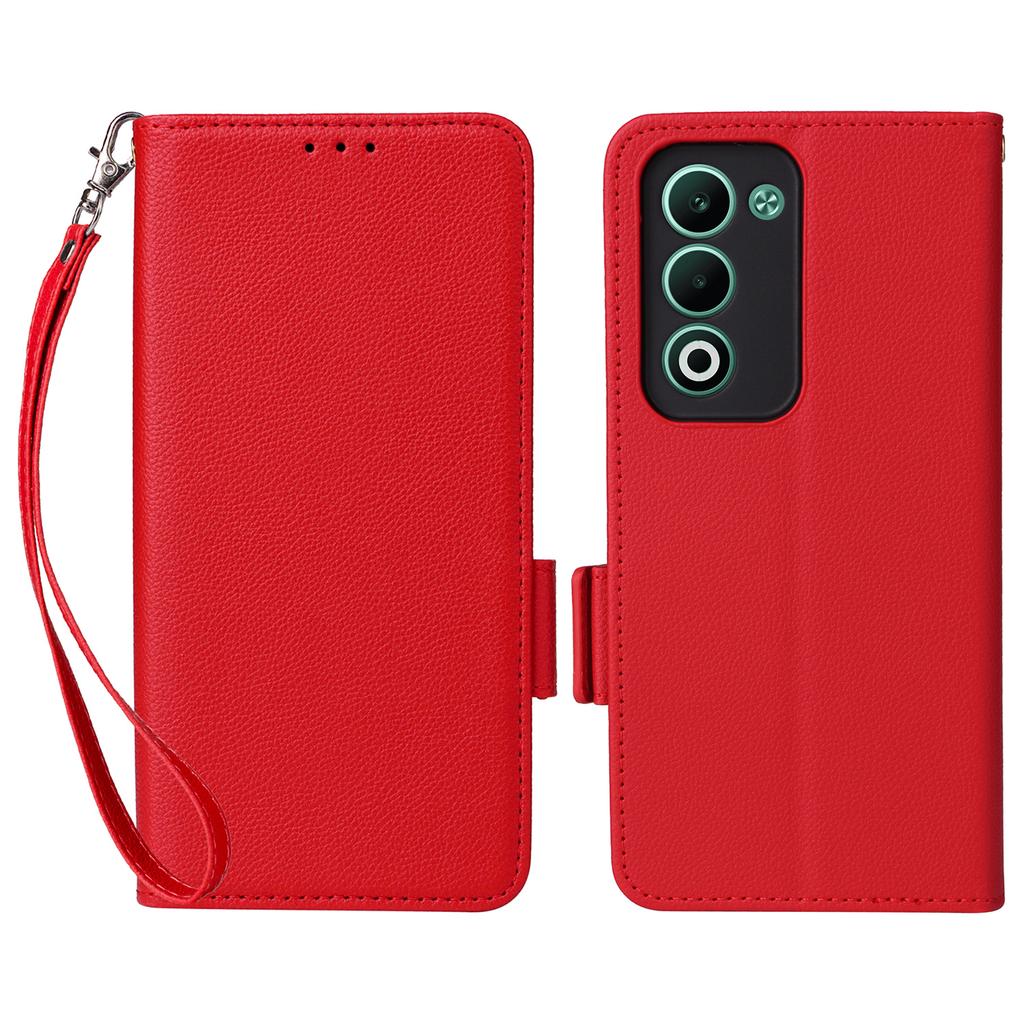 For Oppo A5 5G/4G/A5m Etui med Håndleddsstropp Litchi Tekstur PU Lær Lommebok Telefondeksel