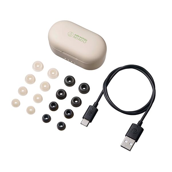 Mimio ASSIST ONE Sluchátka pro sluchově postižené s aplikací pro zpětnou vazbu zvuku, ekvalizérem, Bluetooth plně bezdrátová sluchátka s potlačením hluku, binaurální, béžová
