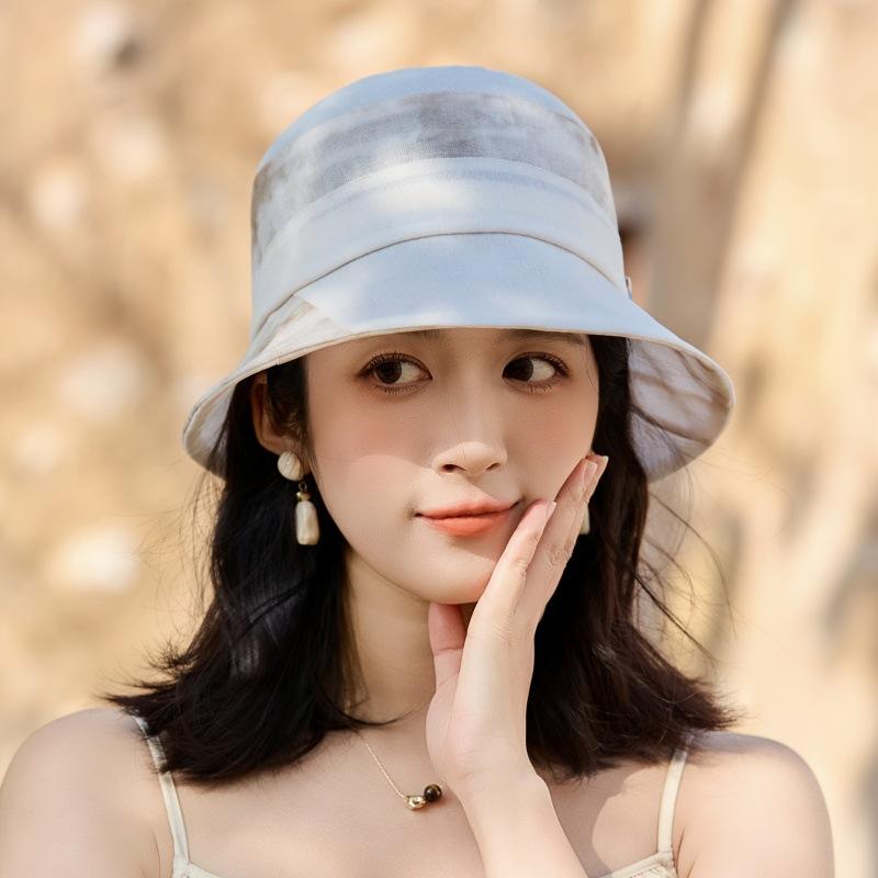 Mother Elegant Organza Sunscreen Basin Hat Outdoor Breathable Sunshade Sunscreen Hat Fashionable Versatile Bucket Hat