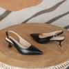 2025 New Women's Sandals Pointed Toe Slingbacks Pumps Wedding Shoes Low Heels Dress Shoes Slip On Black Women Shoes