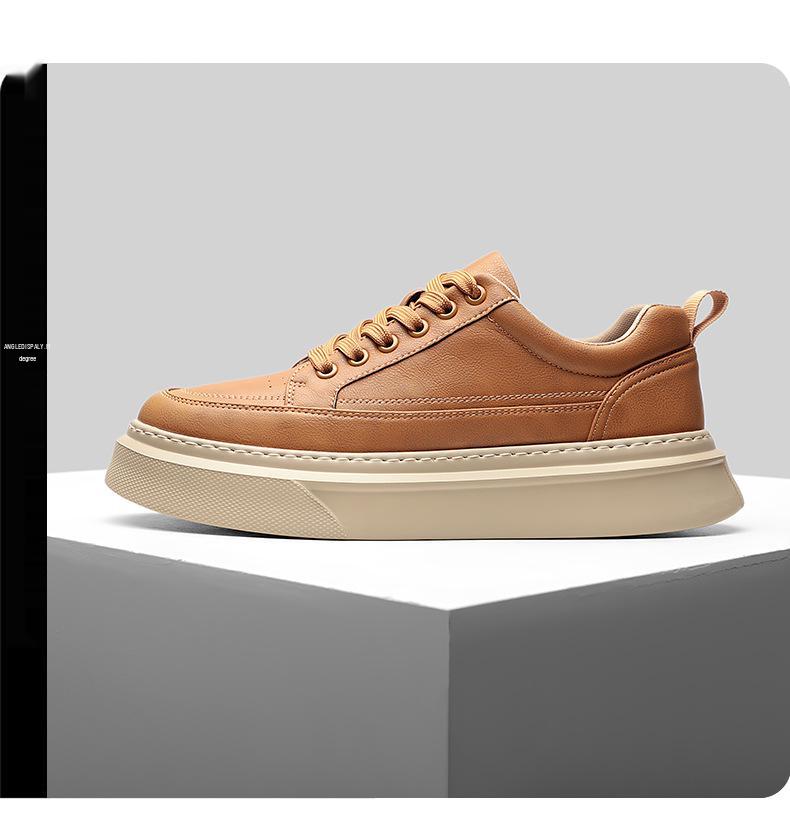 Men's Trendy 2025 Autumn Skate Shoes: Lightweight, Thick Sole, Casual White Sneakers