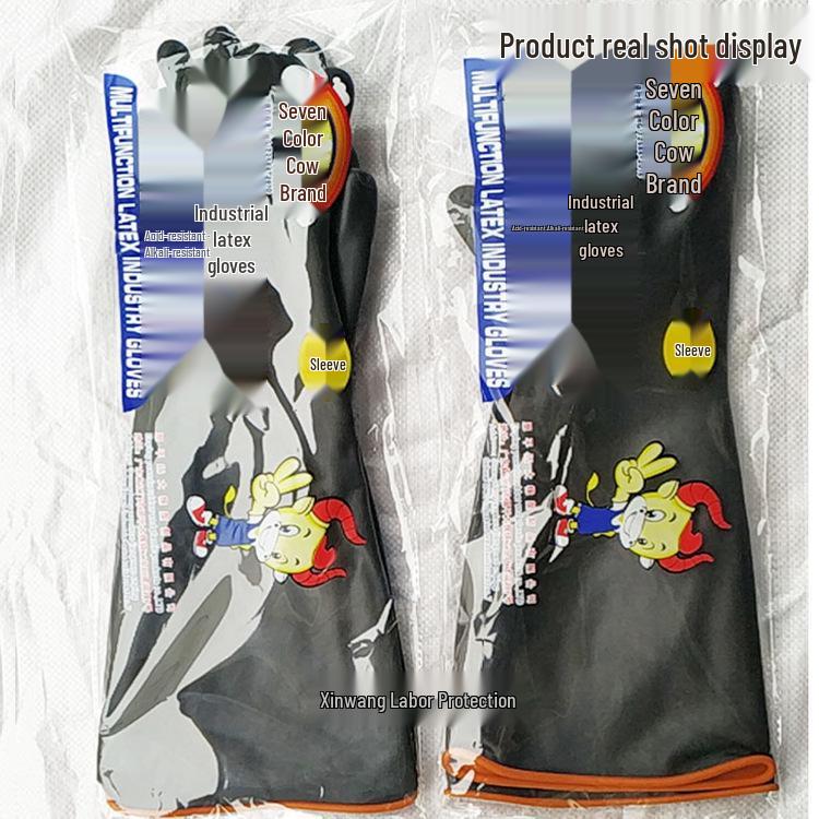Durable Black Latex Gloves: Corrosion & Alkali Resistant, Thick, Waterproof, Industrial Use
