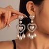 European and American diamond-set metal wind splicing flower earrings light luxury high-end earrings fashionable versatile personalized earrings