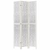 3 Piece Room Divider White Solid Paulownia Wood