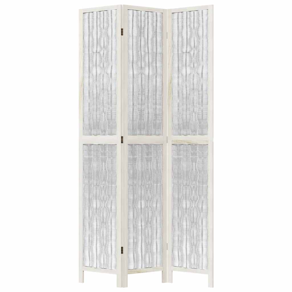 3 Piece Room Divider White Solid Paulownia Wood
