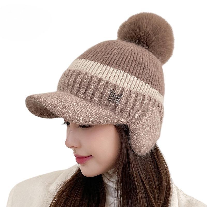 

Осень и Зима Новая Шляпа Женская Осень и Зима Бархатная Утиный Язычок Вязаная Шерстяная Шапка Защита Ушей Теплая Бейсболка Женская хаки