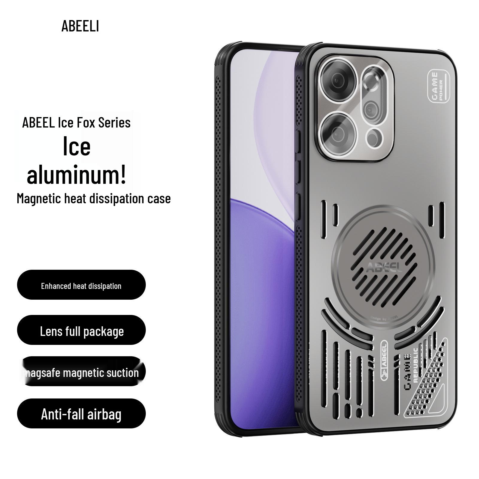 

OPPO Reno14 Pro Магнітний захисний чохол для телефону Ice Aluminum з функцією розсіювання тепла та захистом від падінь Reno14 срібло сірий колір