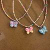 Butterfly Beaded Necklaces Butterfly Choker Pendant Necklace Beaded Choker Resin Material Perfect Gift for Girl Children