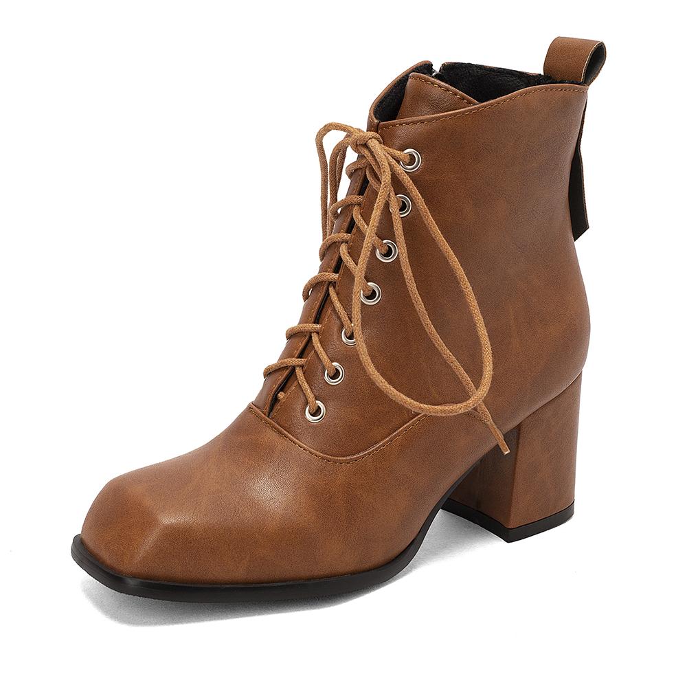 Móda 2025 Podzim Zima Módní Platforma Dámské Kotníkové Boty Šněrovací Dámské Boty Dámské Boty Dámské Zapatos de Mujer Bílá Meruňková Gra