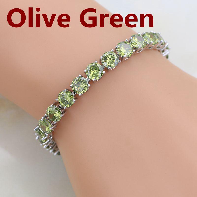 

Bridal Red Garnet White Zircon Created jewelry 925 Silver Jewelry Link Chain Bracelet 21cm For Women Free Gift Box 21cm оливковий колір