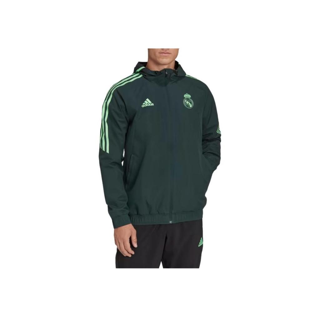 Adidas FW22 Striped Logo Pattern Printed Long Sleeve Jacket Men Jackets Green HD1217