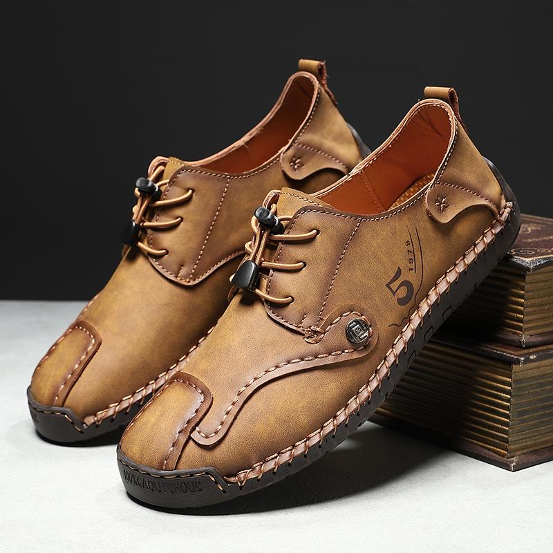 Brand Men Soft Casual Lace-up Commute Shoes Leather Comfortable Driving Flats Men's Sheos Classic Outdoor Non-slip Oxfords Shoes