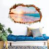 Home Removable Wall Patched Bedroom Living Room Wall Breached Beach Sea View False Window Scenes Mural