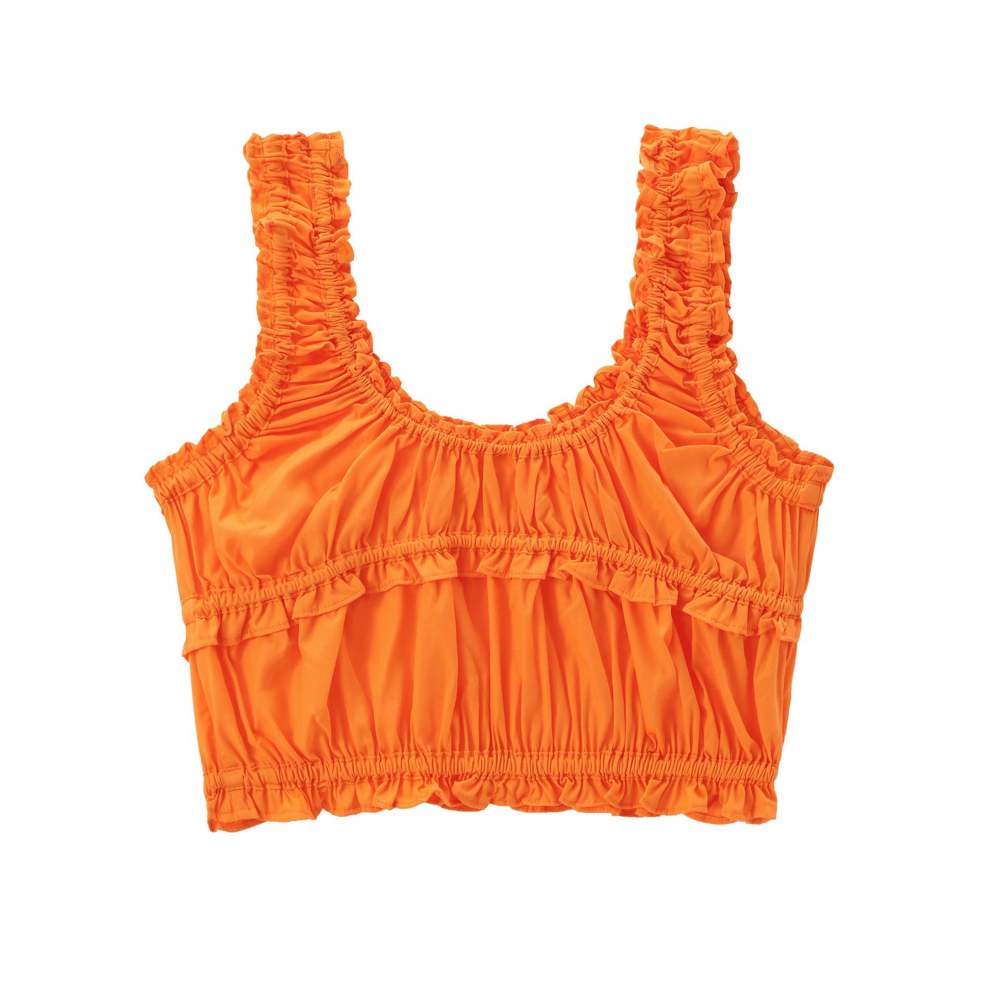 

Весенний облегающий камзол с бантом, 2025: Сексуальный европейский и американский эластичный жилет для женщин. M оранжевый