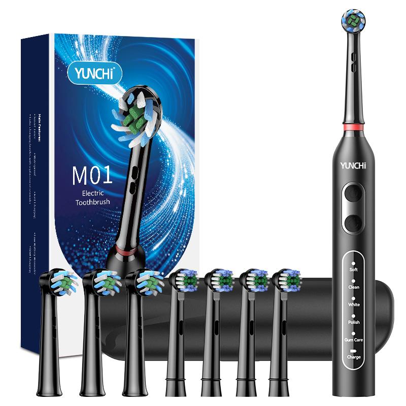 M01 Escova de Dentes Elétrica Rotativa Kit com 8 Cabeças e Estojo de Viagem