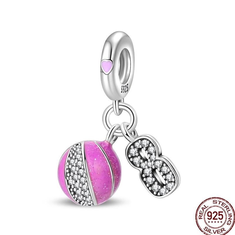 925 Silver Sports Charm Bracelet DIY For Women Ice Skates Basketball Tennis Badminton Volleyball Beads Fine Jewelry