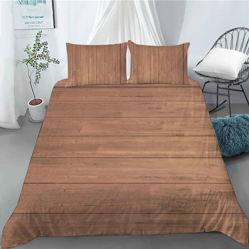 3D Retro Wood Duvet Cover Polyester Quilt Set with Pillowcase King Queen Size Kids Adults Home Decor