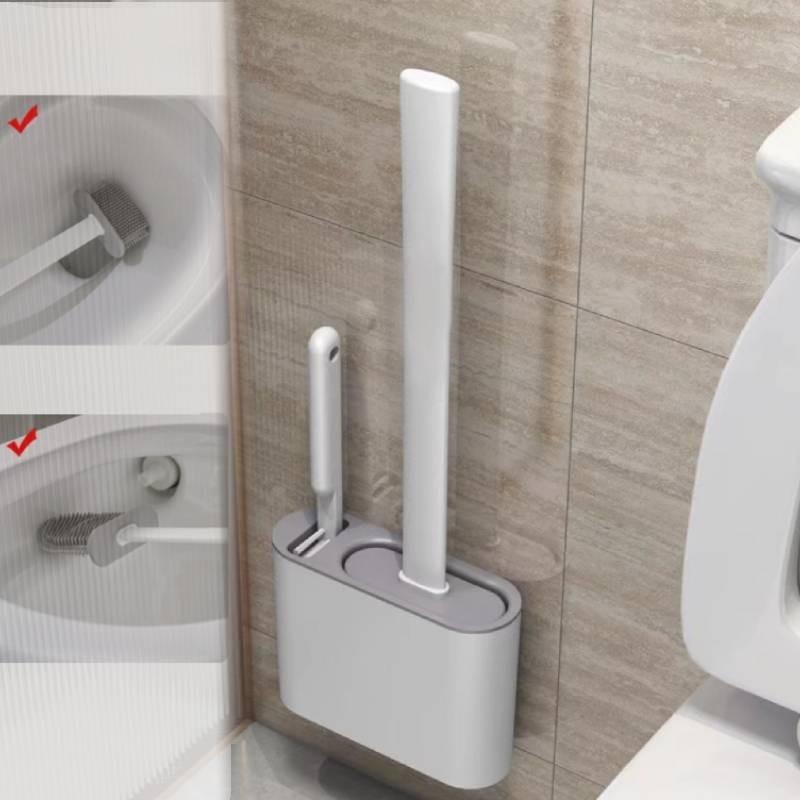 Toilet Silicone Brushes With Brush Holder Wall Mounted Cleaning Tool Bathroom