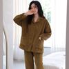 Coral Fleece Pajamas Women'S Autumn And Winter Fleece Thickened Flannel Furry Warm Loungewear Set