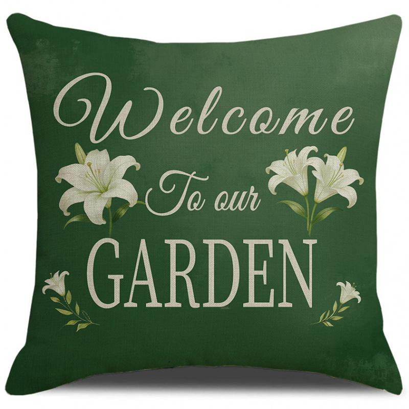 Vikama Spring Summer Pillow Covers Green Leaves Bird Lily Print Decorative Cushion Covers For Home Porch Sofa Decoration