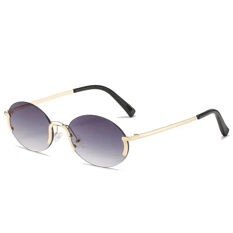 Sunglasses for Women Summer Rimless Vintage Glasses Oval Fashion Shades Women Eyewear UV400 Oculos