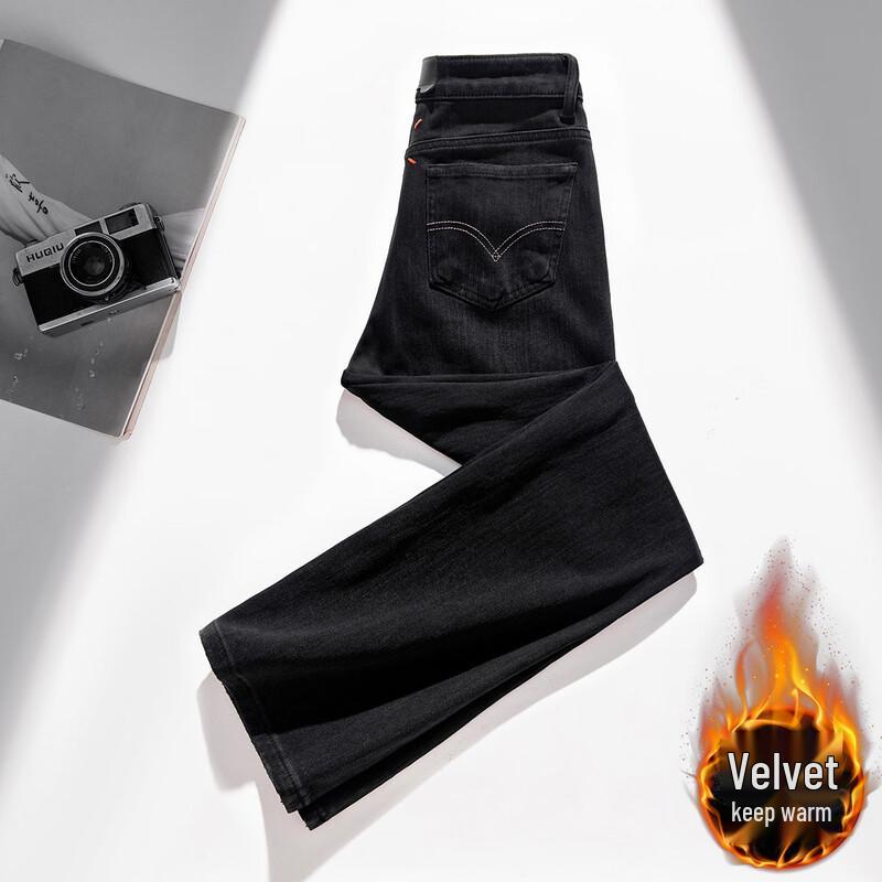 RAIN.CUN Women s Fleece-Lined Slim Straight Jeans 31