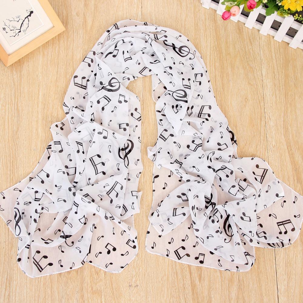 New Fashion Music Symbols Ladies Scarf Printed Chiffon For Ladies Women Girls Scarf Beach