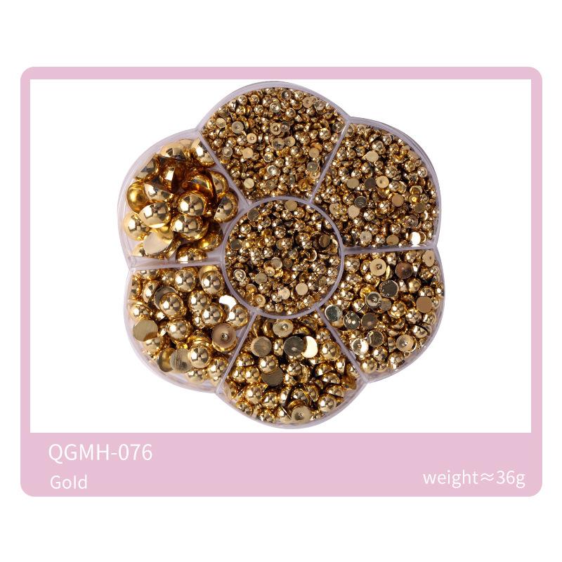 Nail Art Jewelry 7 Grid Plum Blossom Abs Semi-Round Flat Bottom Nail Art Pearl Nail Art Decoration Mixed