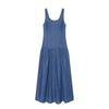 Summer New French Splicing Sleeveless Suspender Slim Denim Dress