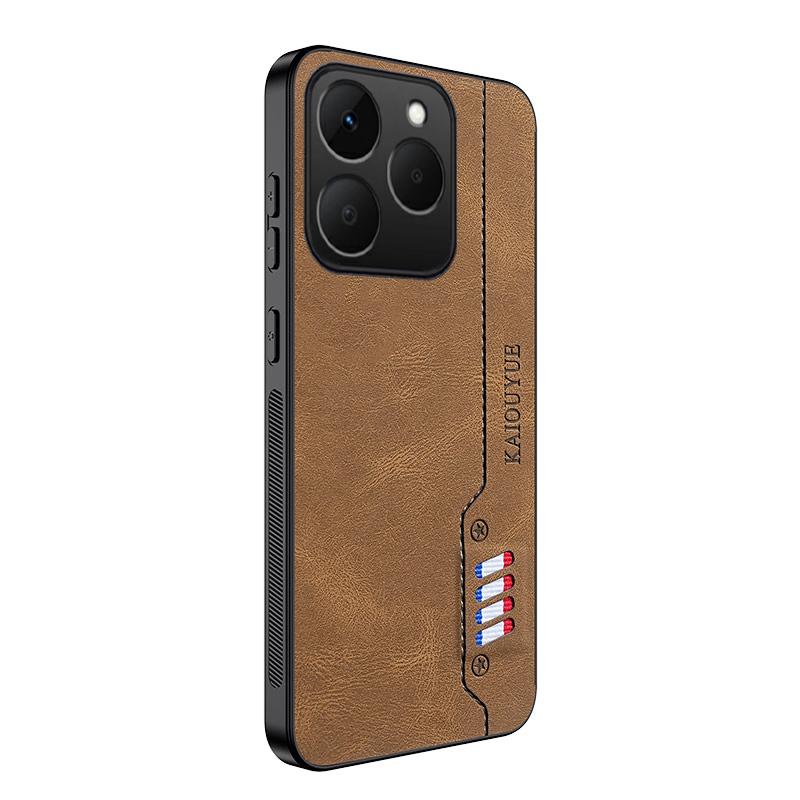 For Realme 15T Case Leather Hard Fall Prevention Design Cover with Soft Frame Anti-knock for Realme 15T Phone Casing