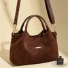 2025 New Large Capacity Suede Frosted Women's Handbag Retro Mom Bag Single Shoulder Crossbag Casual Simple Top-Handle Tote