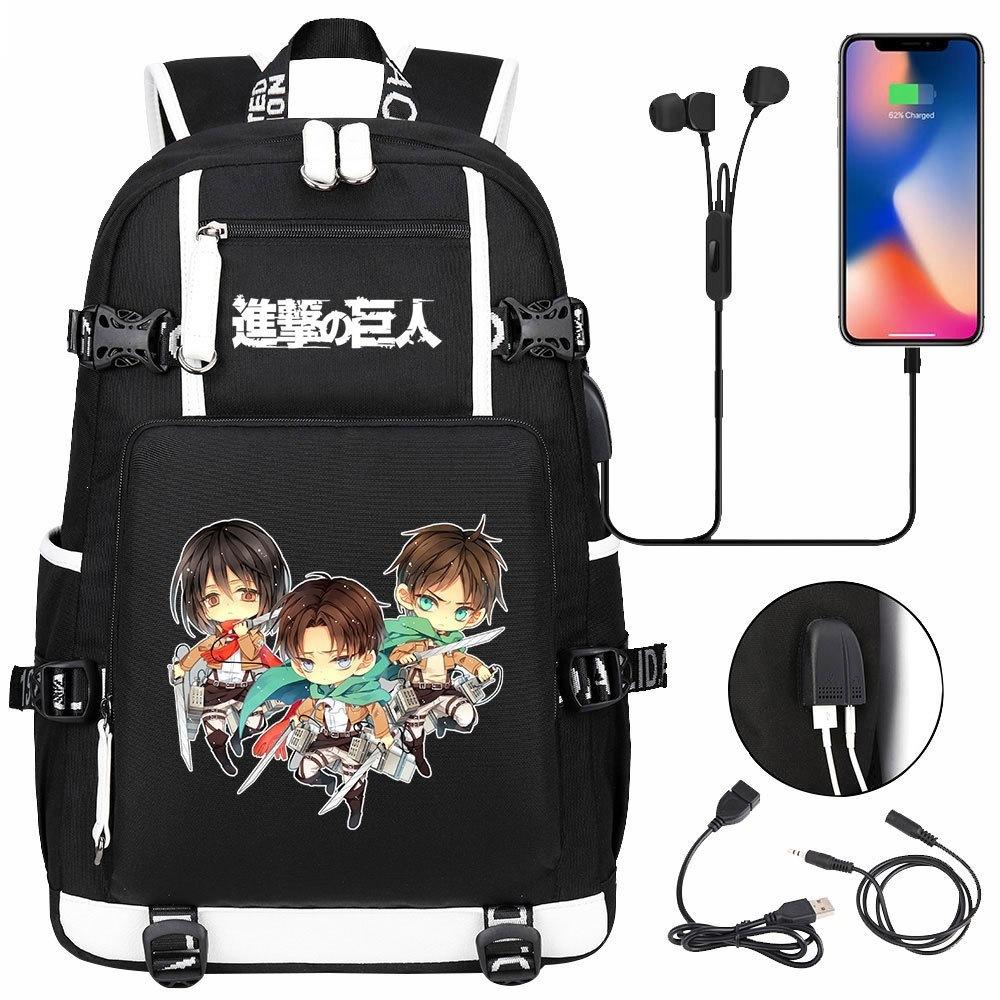 Anime Cloud Print USB Backpack for Teens Students Casual Large Capacity Travel Daypack