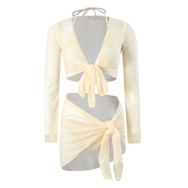 2024 Women's Four-Piece Swimsuit: Long-Sleeved, High-End, Sexy Holiday Style Bikini