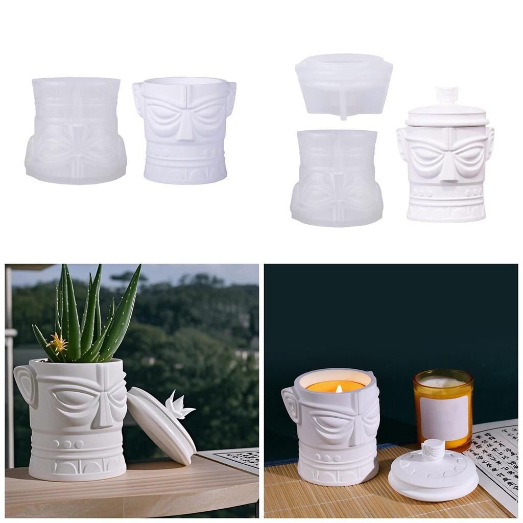 Silicone Mould for Candle Making and Resin Art Sanxingdui Mask Storage Cup Crafting Nordic Designs Home Decoration