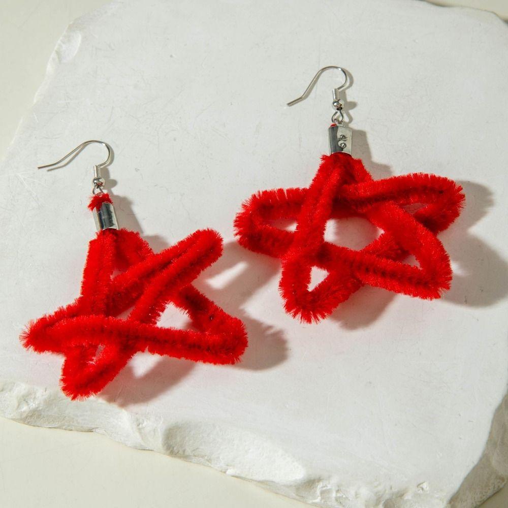 Zinc Zinc Alloy Wine Red Bow Drop Earrings Bowknot New Year Earrings Red Velvet Bow Earrings Decoration