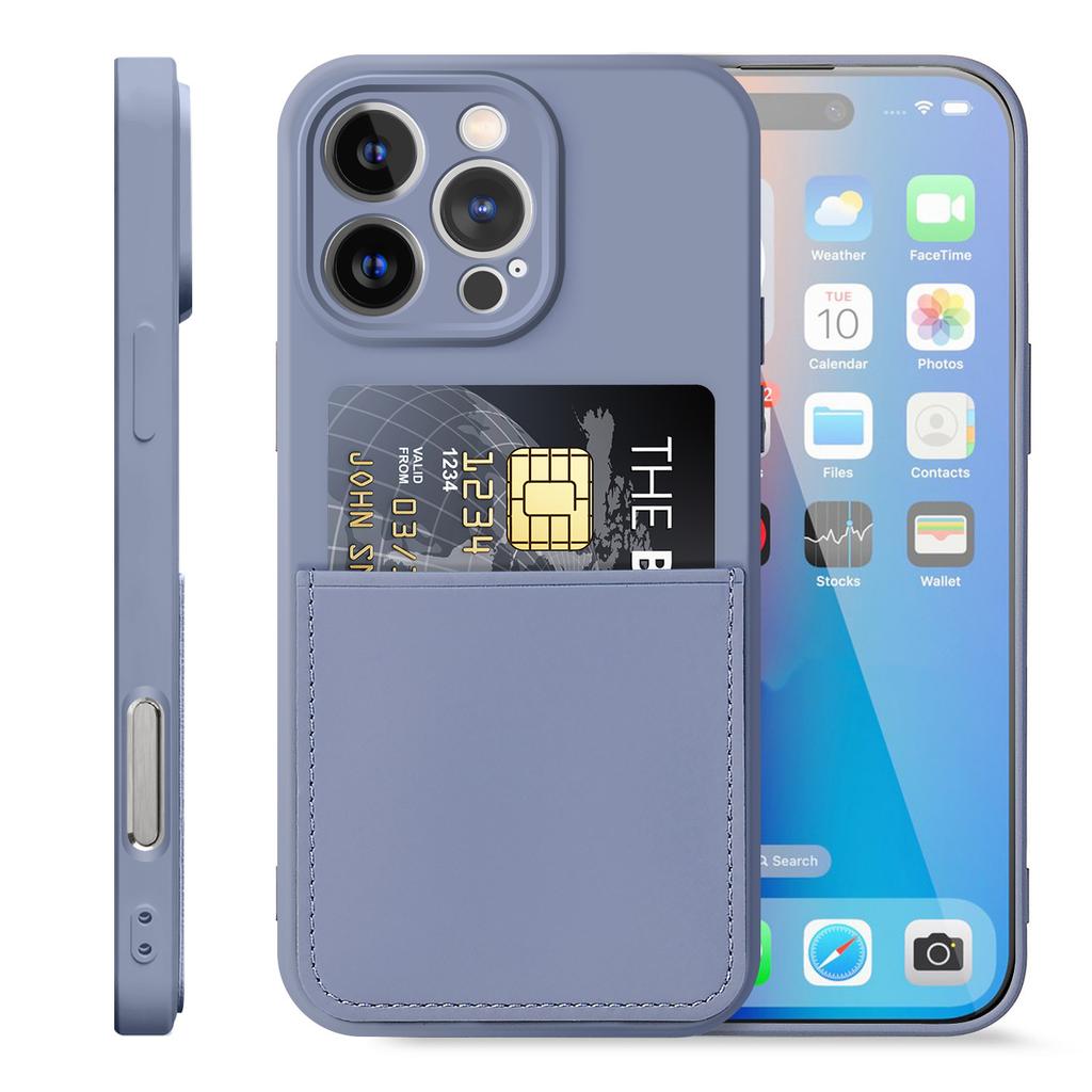 Suitable for IP17PRO MAX Solid Color Card Bag Soft Protective Case Imitation Liquid Skin Feeling Card Mobile Phone Case IP17PRO