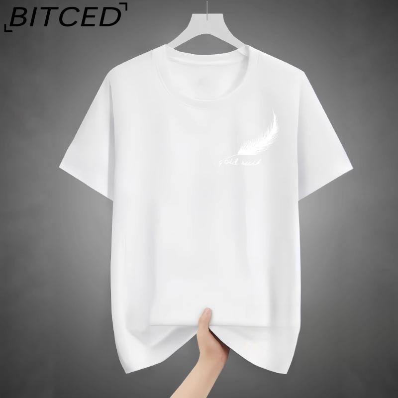 BITCED Cotton Short Sleeve T-shirt Men's Fashion Loose Half Sleeve Shirt Printed Compassionate Shirt