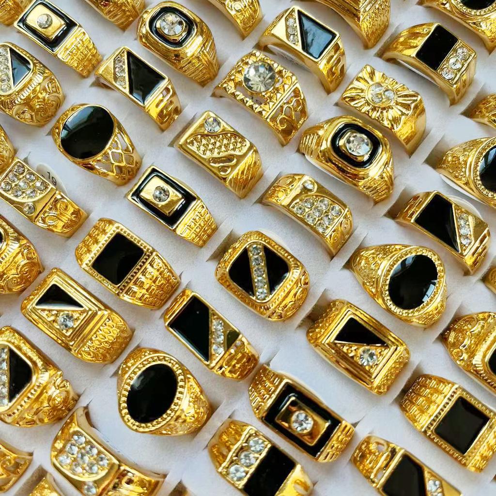 10 Stück Retro Punk Gothic Emaille Öl Tropfen Quadratische Ringe für Männer Frauen Vintage Schmuck Zubehör