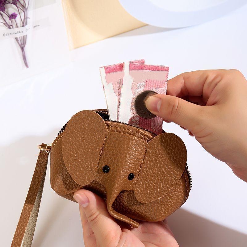 Cute Small Elephant Wallet Cosplay Anime Pu Purse Elephant Japanese Bag Backpack Pendant Creative Lipstick Zipper Card Bag