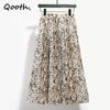 Summer Mid Length Pleated Skirt Leopard Print Chiffon Skirt Casual Elegant Women Skirts QT120