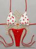 Cherry Print Backless Three-Piece Bikini Set - European American Style, 2026 Collection