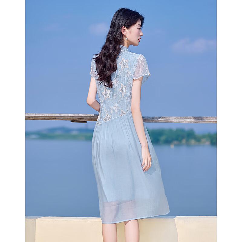 New Chinese Style Stand Collar Slimming Petite Dress