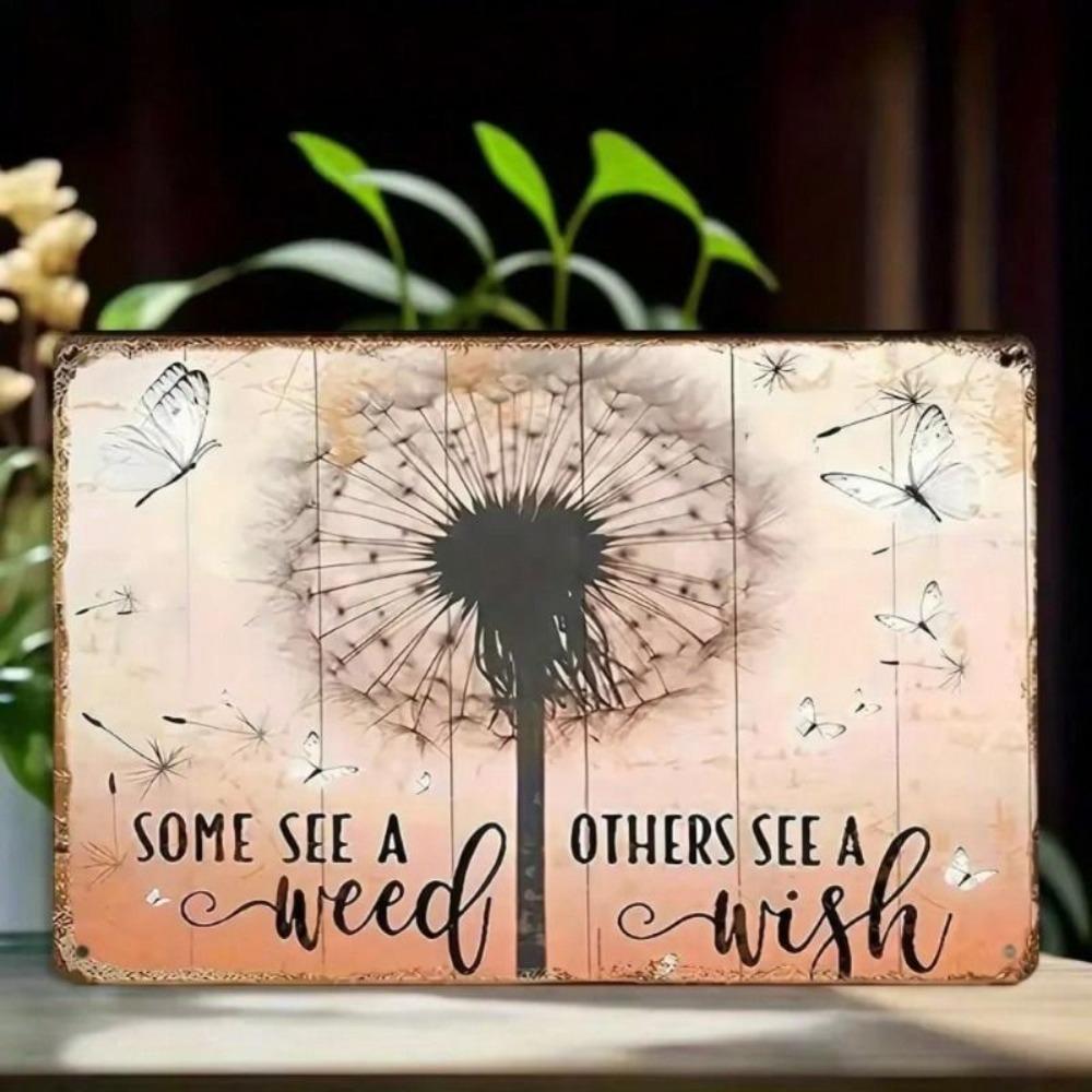 Metal Poster Dandelion Butterfly Wall Art Vintage Home Decor Garden Tin Sign