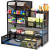 Iron Art Large Capacity Multi-Layer Office Desk Stationery Organizer Storage Box for Student Supplies