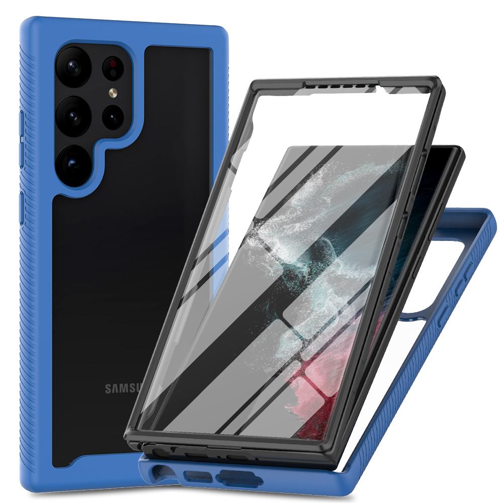 PET Screen Protector Armor Phone Case For Samsung Galaxy S25 Ultra S24 FE 5G S22 Plus Plastic TPU Frame Transparent Back Cover