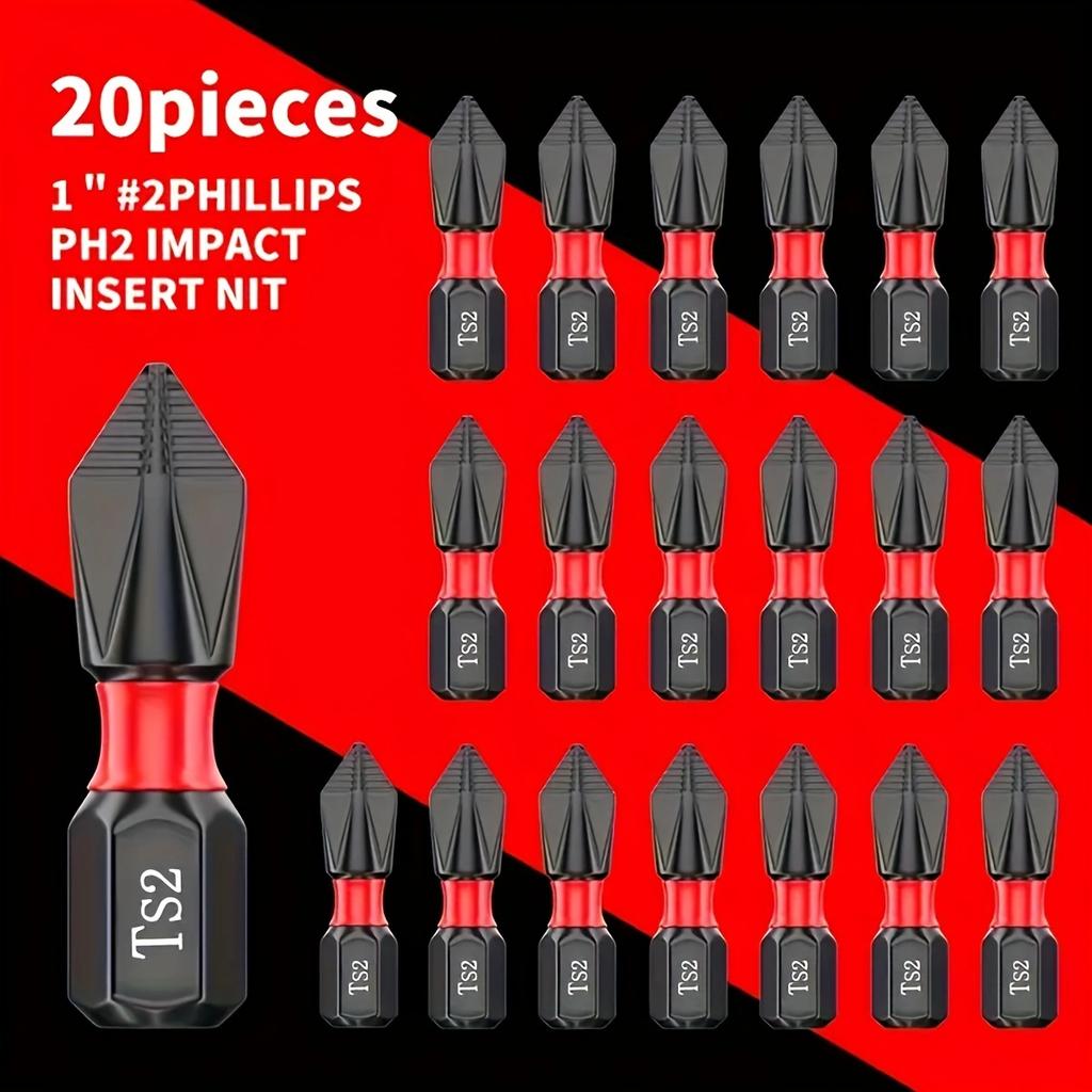 5 Stück/20 Stück 1 Zoll/25 mm Rutschfest und Schlagfest Schraubendreherbit, Phillips-Schraubendreherbit, Magnetischer Bohrerbit, Stro