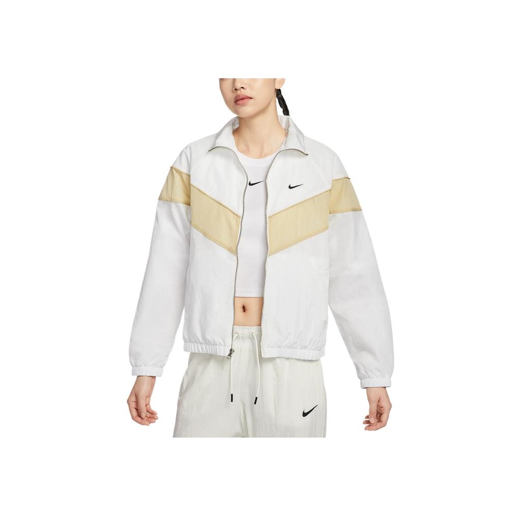 Nike Windrunner Classic Logo Fashion Simple Versatile Stand Collar Jacket Women Jacket Sail-White Team-Gold Black FV6305-133