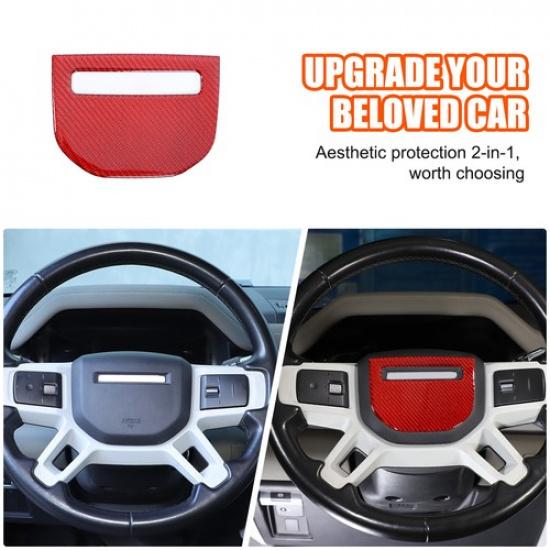 Red Soft Carbon Steering wheel Trim Sticker For LR Defender L663 -25