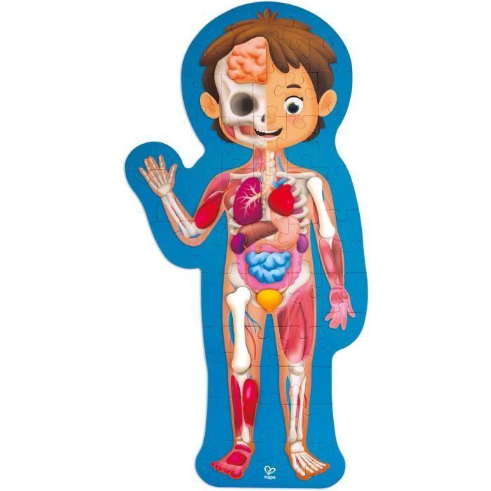 Puzzle du corps humain - HAPE - Anatomie éducative - 50 pièces - Affiche double face